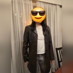 Danier long buttoned leather jacket